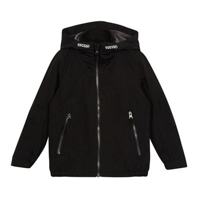 Boys' black fleece lined windproof jacket